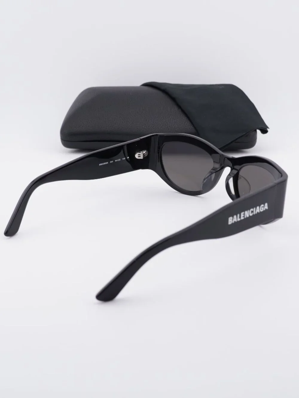Balenciaga BB0330SK 001 Cat Eye Sunglasses - Black / Grey